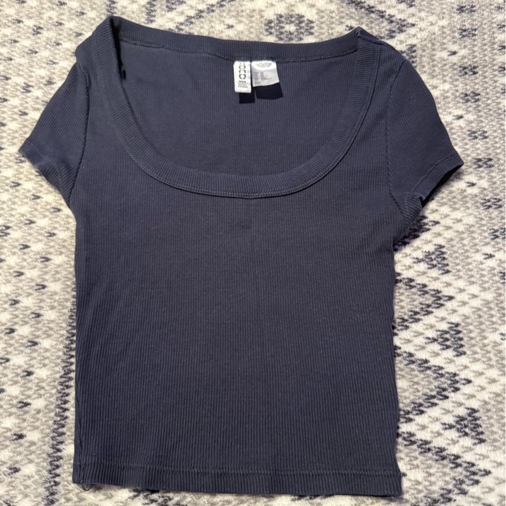 H&M Black Ribbed Crop Top